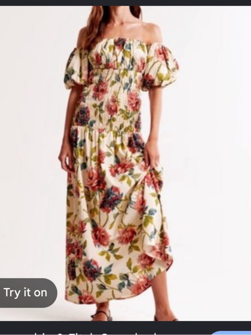 Abercrombie Floral Smocked Off Shoulder Maxi Dress Size Small Wedding Guest